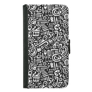 Doodle Chaos – Black & White Galaxy S5 Wallet Case