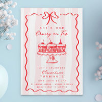 Doodle Cherry Cupcake Pink Bow Birthday Party