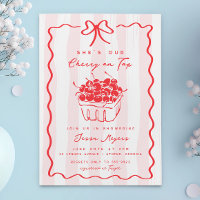 Doodle Cherry on Top Pink Bow Baby Girl Shower