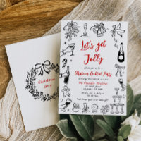 Doodle Christmas Cocktail Party Invitation Quirky