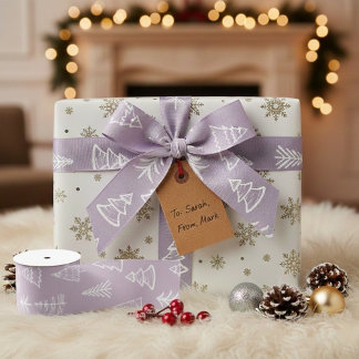 Doodle Christmas Fir-tree Spruce Gift Wrapping Grosgrain Ribbon