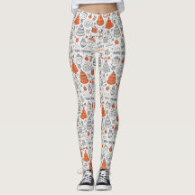 Doodle Christmas Orange Gray Pattern