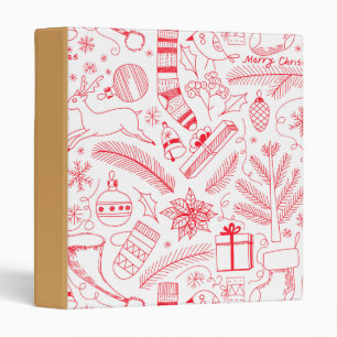 Doodle Christmas pattern red Binder