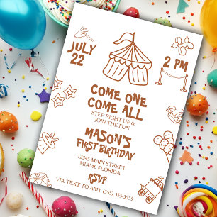 Doodle Circus Show Birthday Party Invitation