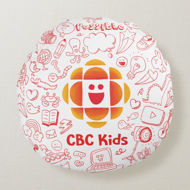 Doodle Cloud Round Pillow (Front)