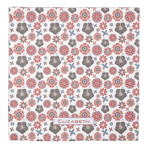 Doodle colorful floral pattern personalized name duvet cover