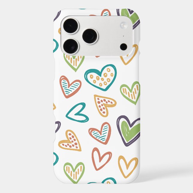 Doodle Colorful Hearts Hand-Drawn Pattern Iphone Case (Back)
