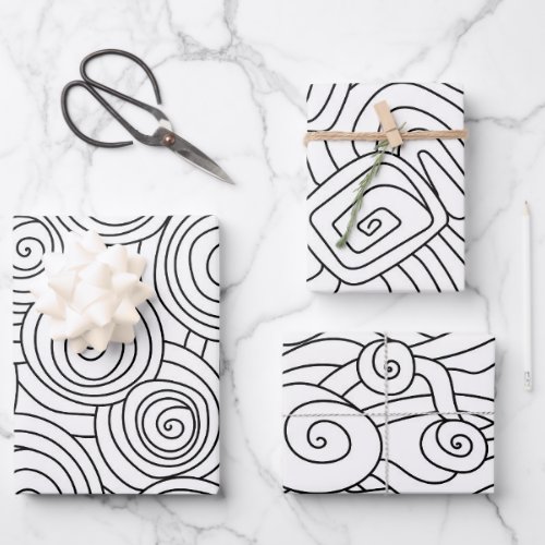 Doodle Coloring Wrapping Paper Sheets