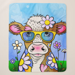 Doodle Cow Portrait Sherpa Blanket