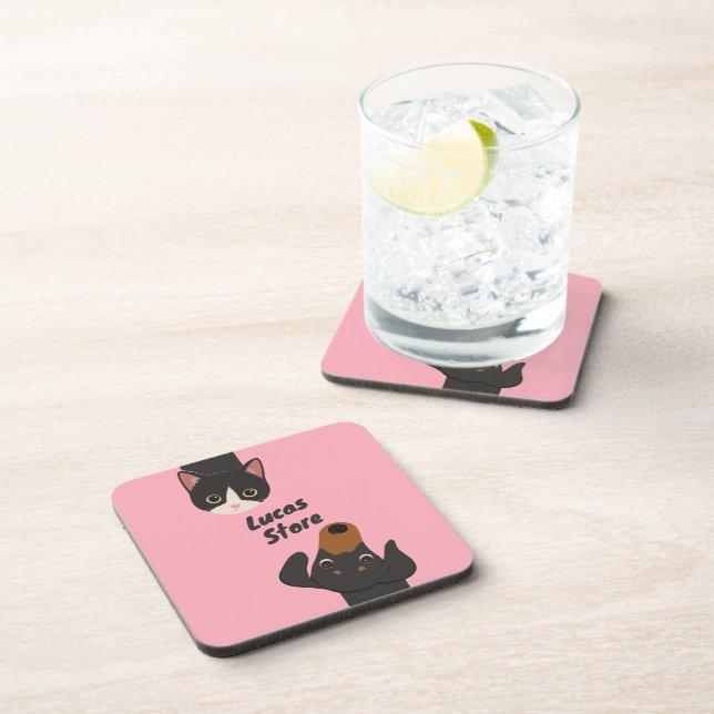 Doodle cute pets beverage coaster (Right Side)