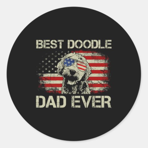 Doodle Dad Ever Goldendoodle 4th Of July Gift  Classic Round Sticker