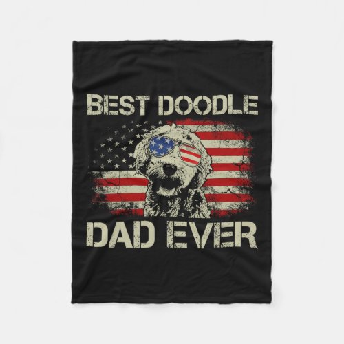 Doodle Dad Ever Goldendoodle 4th Of July Gift  Fleece Blanket