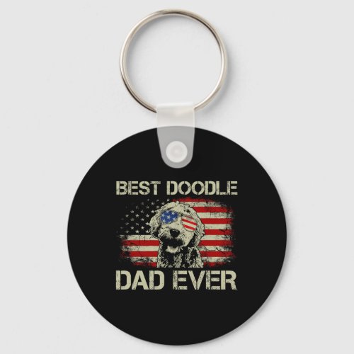 Doodle Dad Ever Goldendoodle 4th Of July Gift  Keychain