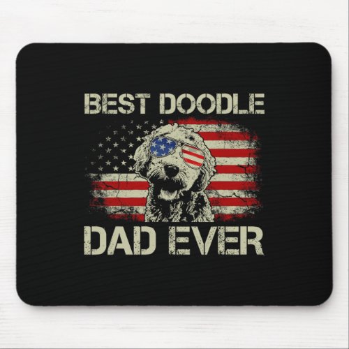 Doodle Dad Ever Goldendoodle 4th Of July Gift  Mouse Pad