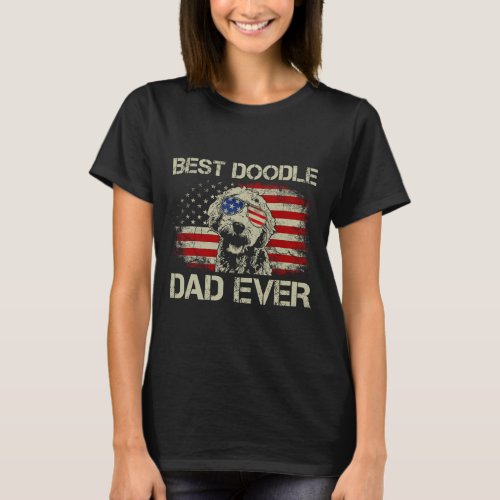 Doodle Dad Ever Goldendoodle 4th Of July Gift  T_Shirt