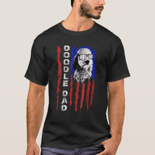 Doodle Dad Goldendoodle Dog American Flag 4th Of J T-Shirt
