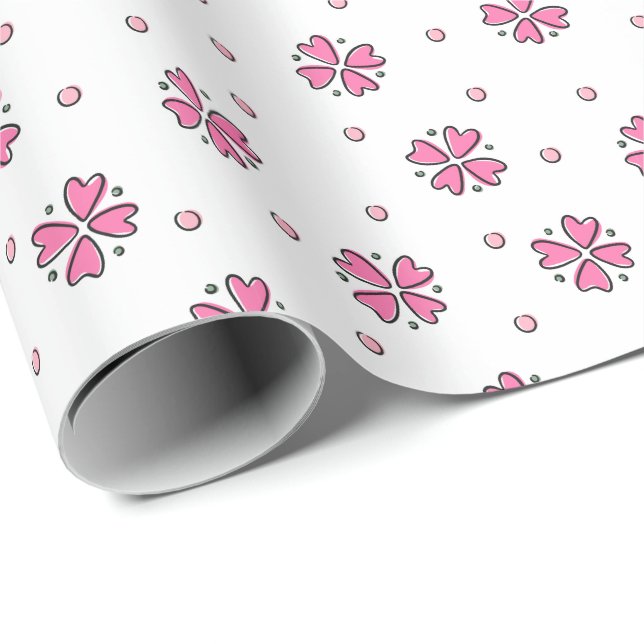 Doodle Daisies and Dots Wrapping Paper (Roll Corner)