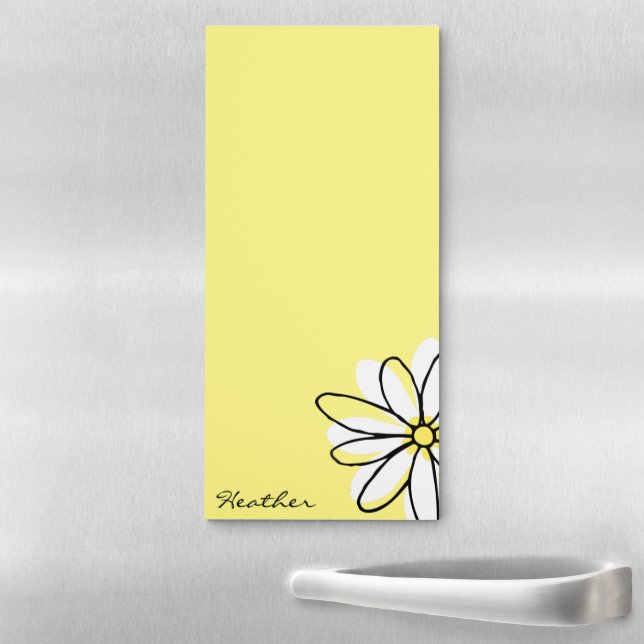 Doodle Daisy Lover Cute Personalized custom Magnetic Notepad (In Situ)