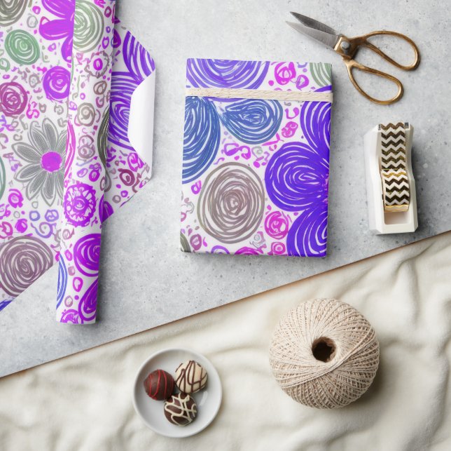 Doodle Daisy Pattern Wrapping Paper (Crafts)