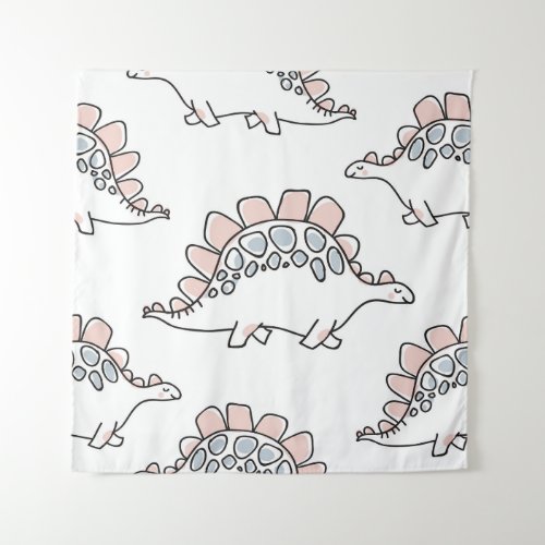 Doodle Dinosaurs Hand Drawn Fun Tapestry