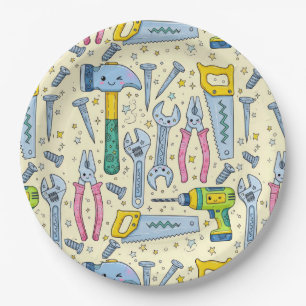 Doodle DIY Tool Collection With Stars Paper Plates