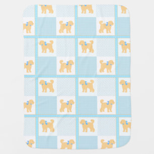 Doodle Dog Blue Yellow Cute Fun Baby Blanket