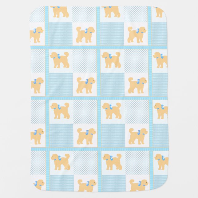  Doodle Dog Blue Yellow Cute Fun  Baby Blanket (Front)