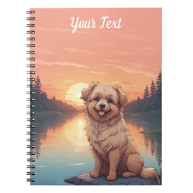 Doodle Dog by Lake Notebook (Front)