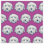 Doodle dog fabric on purple