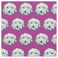 Doodle dog fabric on purple