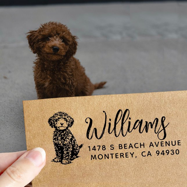 Doodle Dog Gift Return Address Dog Owner Self-inking Stamp (Creator Uploaded)