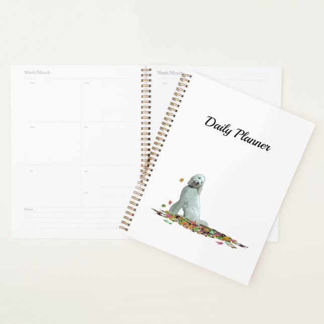 Doodle Dog In Leaves Daily Planner (Display)