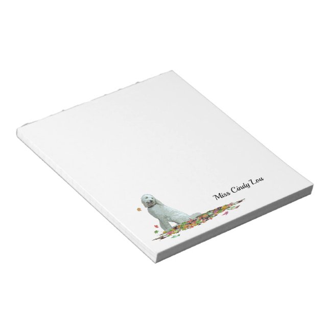 Doodle Dog In Leaves Notepad (Angled)