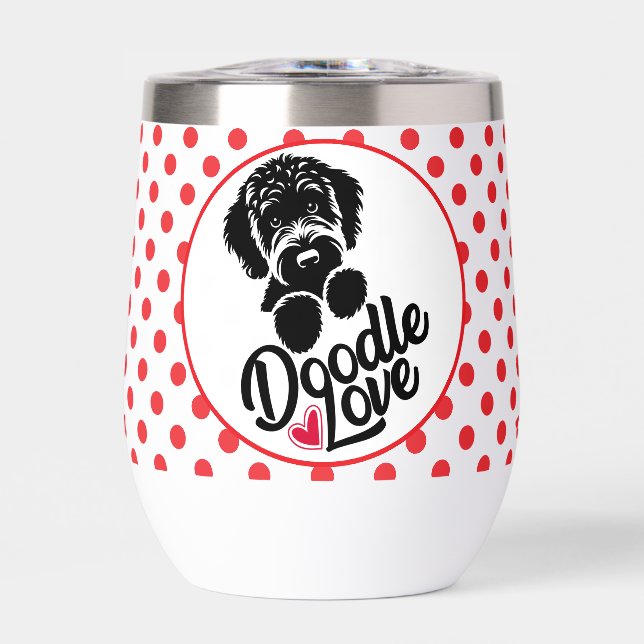 Doodle Dog Love Thermal Wine Tumbler (Front)