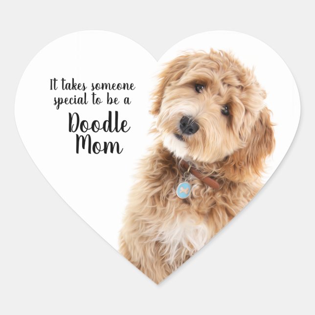 Doodle Dog Mom Heart Sticker (Front)