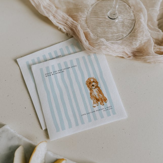 Doodle Dog | Personalized Pet Illustration Wedding Napkins (Creator Uploaded)