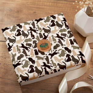 Doodle dog silhouette colorful seamless pattern wrapping paper