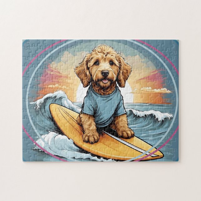 Doodle Dog Surfing Jigsaw Puzzle (Horizontal)