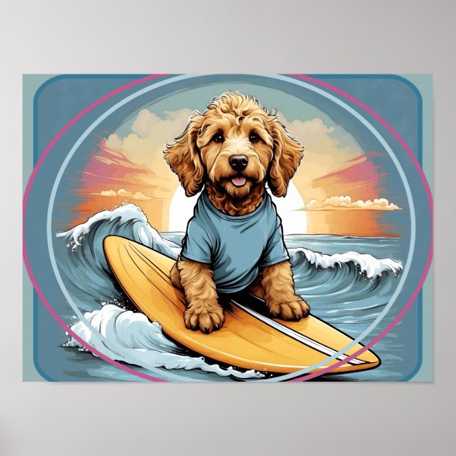Doodle Dog Surfing Poster (Front)
