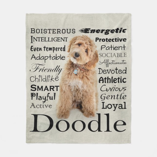 Doodle Dog Traits Fleece Blanket (Front)