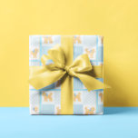 Doodle Dog Yellow Blue Baby Shower Cute Fun  Wrapping Paper