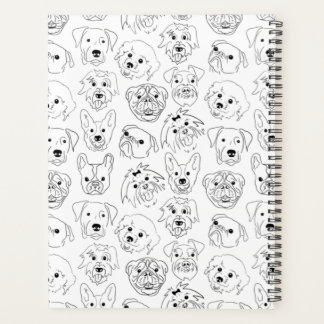 Doodle Dogs All Over Print Line Drawing Planner