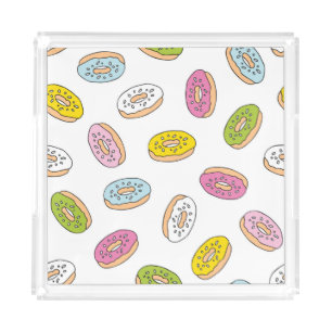Doodle donuts pattern, seamless design. acrylic tray