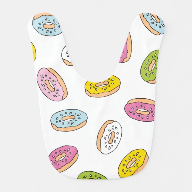 Doodle donuts pattern, seamless design. baby bib (Front)