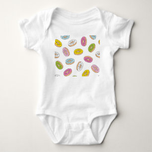 Doodle donuts pattern, seamless design. baby bodysuit