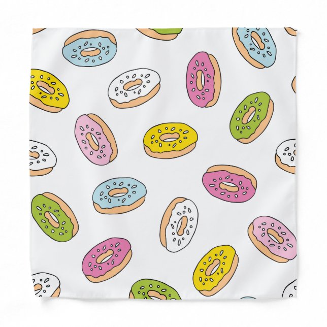 Doodle donuts pattern, seamless design. bandana (Front)