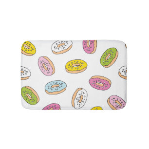 Doodle donuts pattern, seamless design. bath mat