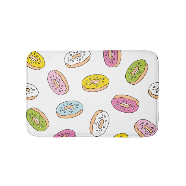Doodle donuts pattern, seamless design. bath mat (Front)