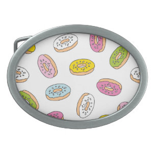 Doodle donuts pattern, seamless design. belt buckle
