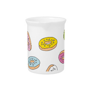 Doodle donuts pattern, seamless design. beverage pitcher